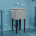 Tehila Space Saver Freestanding Grey Utility Sink with Stainless Steel Finish Pull-Out Faucet - Side View
