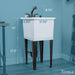 Tehila Space Saver Freestanding White Utility Sink with Black Finish Pull-Out Faucet - Side View
