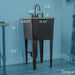 Tehila Space Saver Freestanding Black Utility Sink with Black Finish Gooseneck Faucet and Side Sprayer - Side View