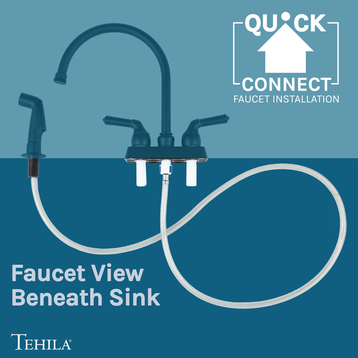 Tehila Space Saver Freestanding Black Utility Sink with Black Finish Gooseneck Faucet and Side Sprayer - Installation View