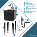 Tehila Space Saver Freestanding Black Utility Sink with Black Finish Gooseneck Faucet and Side Sprayer - View 9