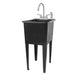 Tehila Space Saver Freestanding Black Utility Sink with Stainless Steel Finish Gooseneck Faucet and Side Sprayer