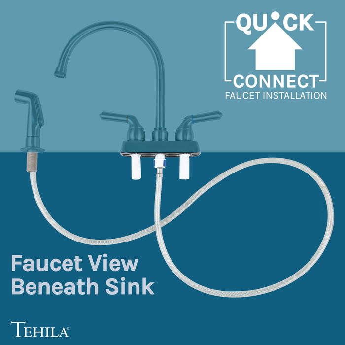Tehila Space Saver Freestanding Black Utility Sink with Stainless Steel Finish Gooseneck Faucet and... - Installation View