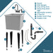 Tehila Space Saver Freestanding Grey Utility Sink with Black Finish Gooseneck Faucet and Side Sprayer - View 9