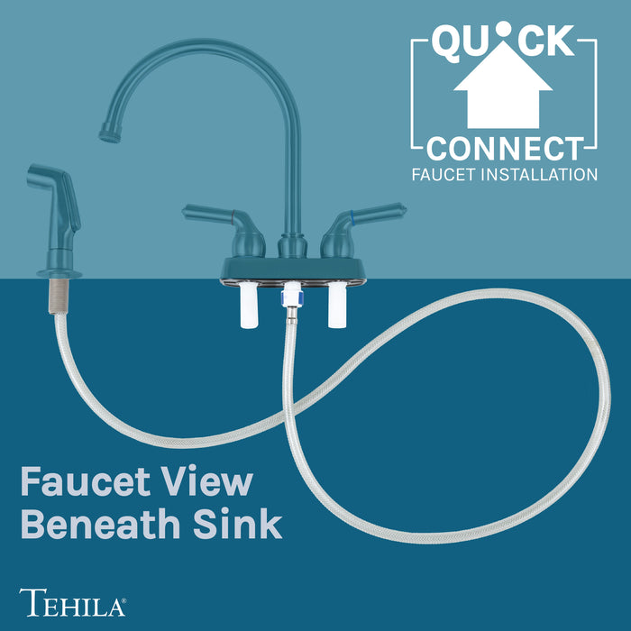 Tehila Space Saver Freestanding White Utility Sink with Stainless Steel Finish Gooseneck Faucet and... - Installation View