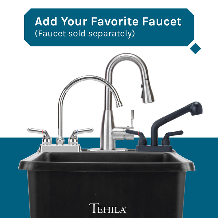 Tehila Space Saver Freestanding Black Utility Sink - Installation View