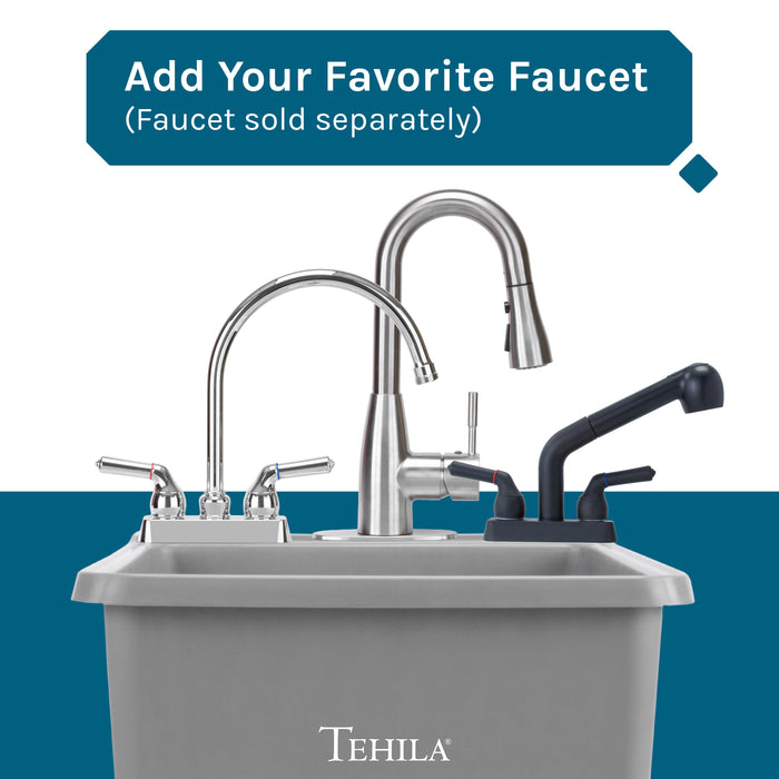 Tehila Space Saver Freestanding Grey Utility Sink - Installation View