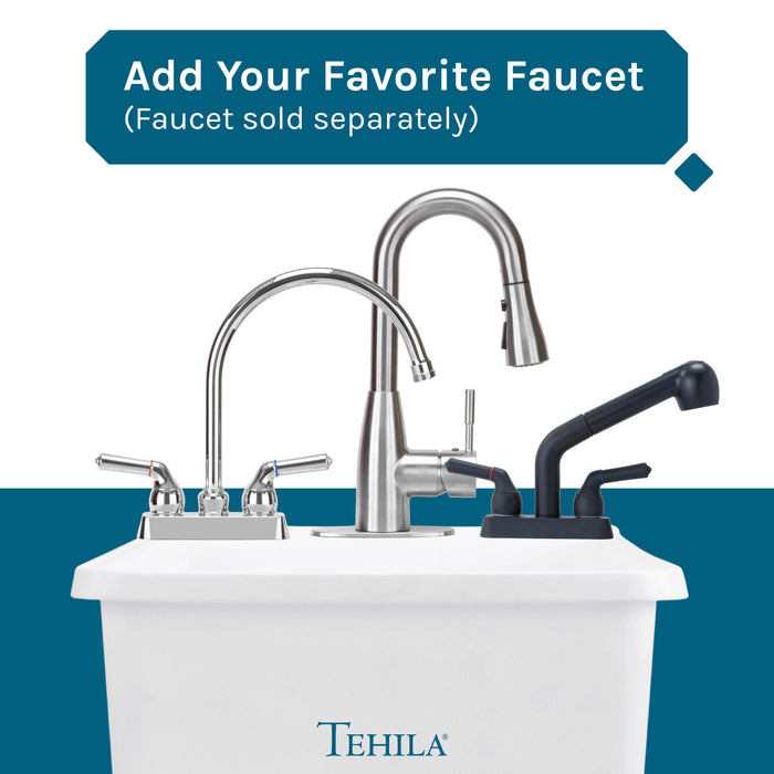 Tehila Space Saver Freestanding White Utility Sink - Installation View