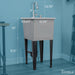 Tehila Space Saver Freestanding Grey Utility Sink with Stainless Steel Finish Low-Profile Pull-Down Faucet - Side View