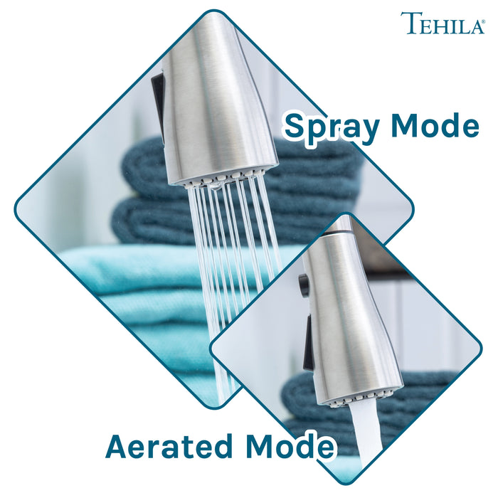 Tehila Space Saver Freestanding Grey Utility Sink with Stainless Steel Finish Low-Profile Pull-Down Faucet - Features