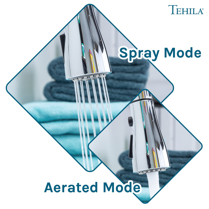 Tehila Space Saver Freestanding White Utility Sink with Chrome Finish Low-Profile Pull-Down Faucet - Features