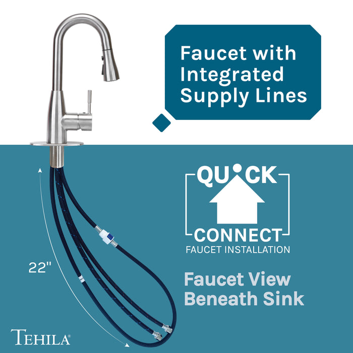 Tehila Space Saver Freestanding White Utility Sink with Stainless Steel Finish Low-Profile Pull-Down... - Installation View