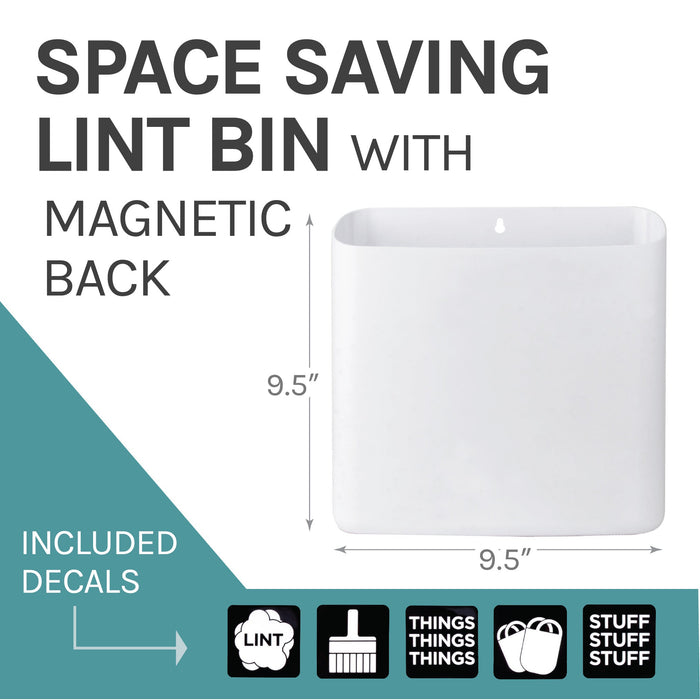 Utility Sink Large Magnetic Lint Bin (White) Bathroom Fixture - Side View