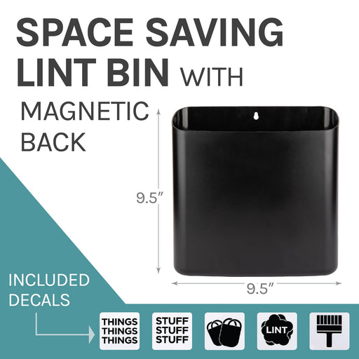 Utility Sink Large Magnetic Lint Bin (Black) Bathroom Fixture - Side View