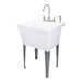 Tehila Standard Freestanding White Utility Sink with Grey Legs and Stainless Steel Finish Wide-set Gooseneck Faucet with...
