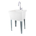 Tehila Standard Freestanding White Utility Sink with Chrome Finish High-Arc Pull-Down Faucet