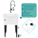 Tehila Luxe Freestanding White Utility Sink with Black Finish High-Arc Coil Pull-Down Faucet - View 9