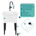 Tehila Luxe Freestanding White Utility Sink with Black Finish Low-Profile Pull-Down Faucet - View 9