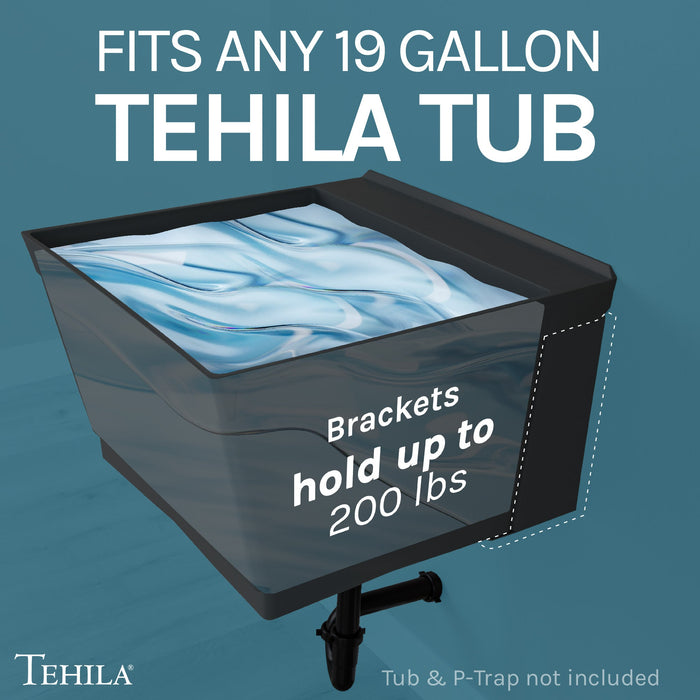 Utility Sink Tehila Black Wall Mounting Kit for Tehila Standard Sinks - Detail View