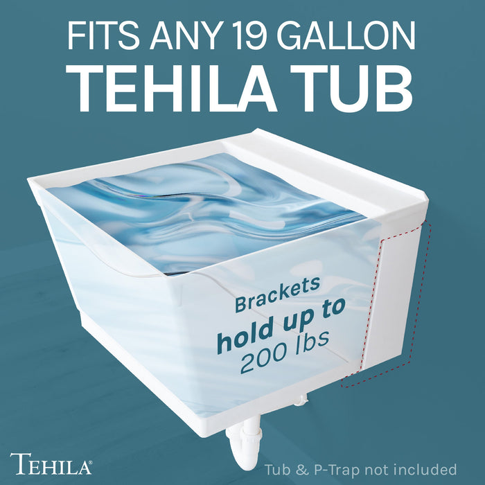 Utility Sink Tehila White Wall Mounting Kit for Tehila Standard Sinks - Detail View