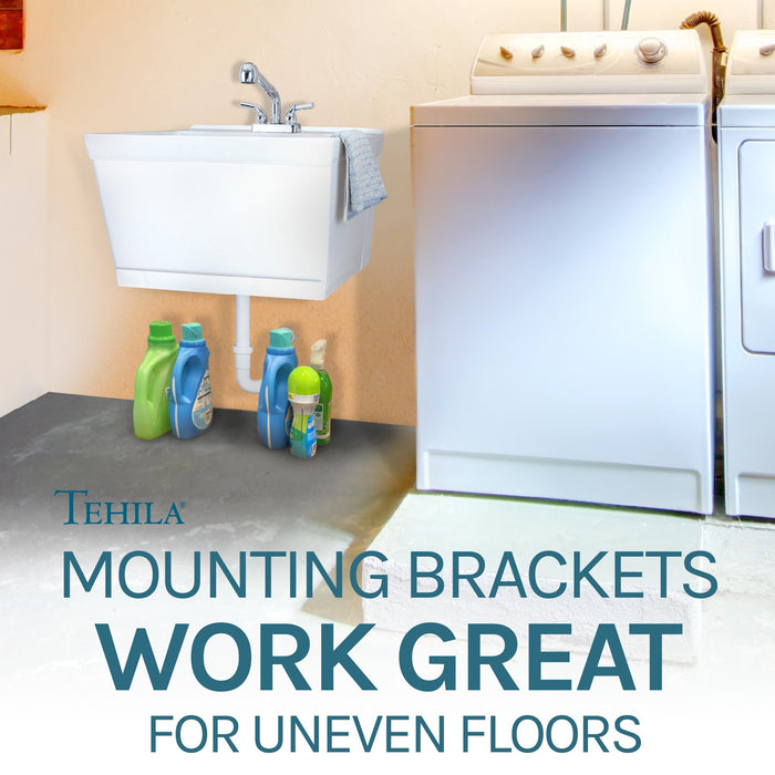 Utility Sink Tehila White Wall Mounting Kit for Tehila Standard Sinks - Features