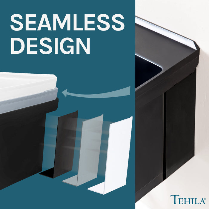 Tehila Standard Wall-Mounted Black Utility Sink, Water Supply Lines Included - Dimensions