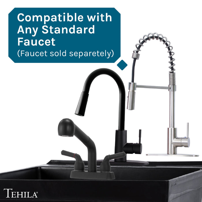 Tehila Standard Wall-Mounted Black Utility Sink, Water Supply Lines Included - Features