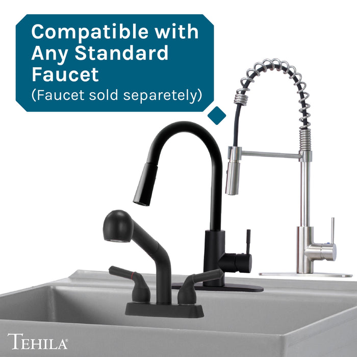 Tehila Standard Wall-Mounted Grey Utility Sink, Water Supply Lines Included - Features