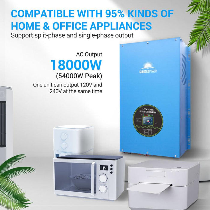 Green Vista Living Sungold Power 18KW 48V Split Phase Pure Sine Wave inverter Charger Bathroom Vanity - Detail View