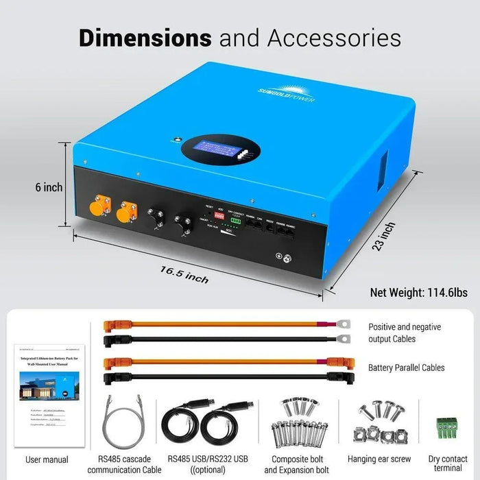 Green Vista Living Sungold Power 5.12KWH Powerwall LiFePO4 Lithium Battery SG48100M - Close-Up