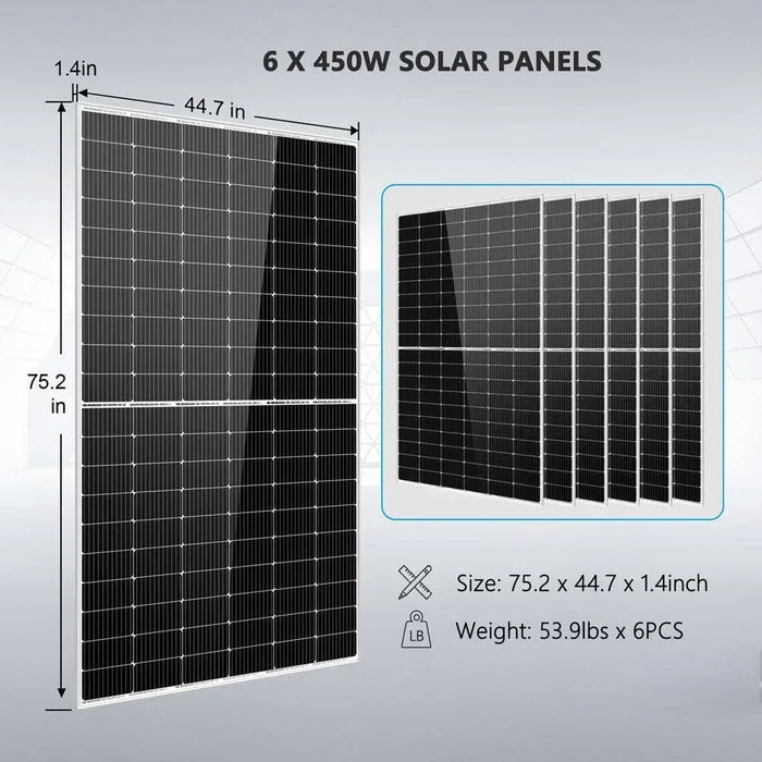 Green Vista Living Complete off Grid Solar Kit 6500W 48V 120V/240V output 10.24KWH Lithium Battery 2700 Watt... - Close-Up