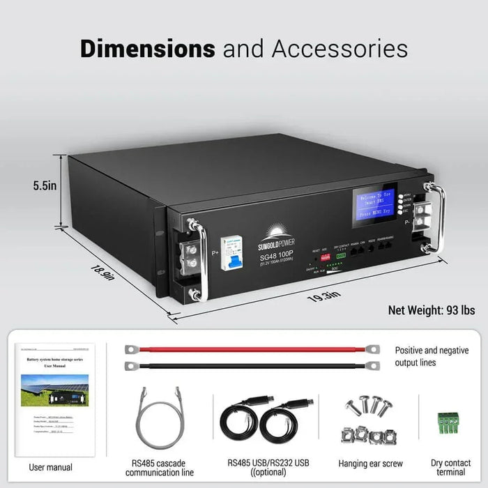 Green Vista Living Sungold Power 48V 100AH Server Rack LiFePO4 Lithium Battery SG48100P - Lifestyle View