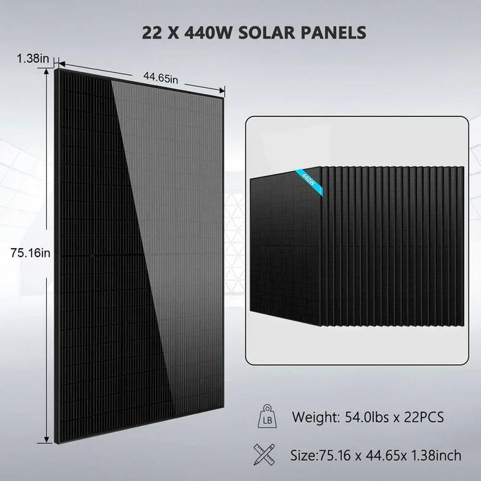Green Vista Living Off Grid Solar Kit 13000W 48VDC 120V/240V 25.6KWH Lithium Battery 22 X 450 Watts... - Lifestyle View