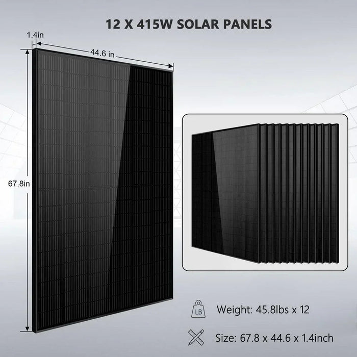 Green Vista Living Off Grid Solar Kit 12 X 415 Watts Solar Panels 4 X 5.12kwh Lithium Battery 8000W... - Lifestyle View