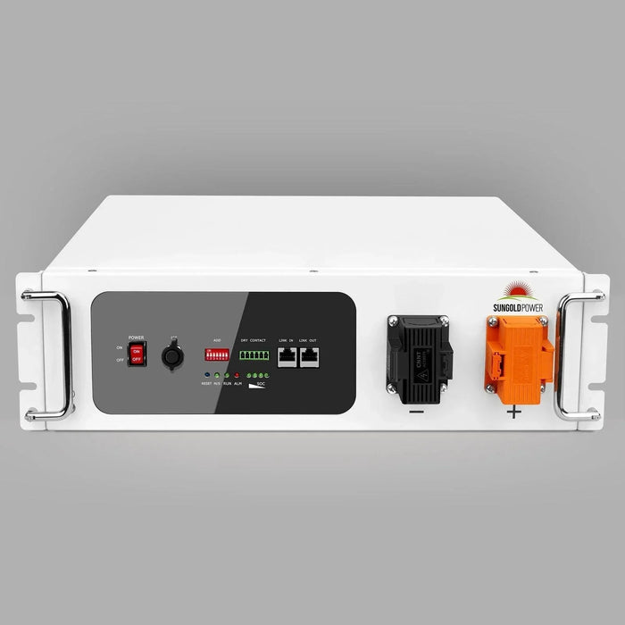 Green Vista Living Sungold Power SGH48100T Server Rack 48V 100AH Lithium Battery Self-Heating - Detail View