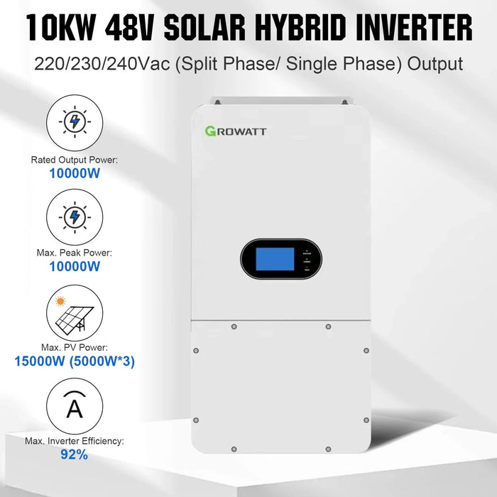 Green Vista Living ECO-WORTHY Home Hybrid Solar Power System: 10KW GROWATT 120V/240V Output+ 20.48kWh Lithium... - Features