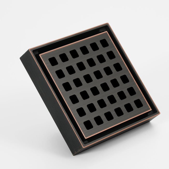 wonderland shower inc Oil rubbered bronze brass shower drain 4 or 8 inch with ABS base - Detail View