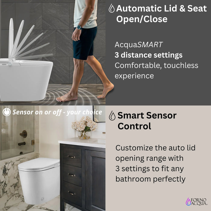 Forno Acqua Luxurious Smart Toilet, Includes Heated Seat, Auto Flush, Auto Lid, Powerful Flush, Ideal for Powder Rooms (CSTPB0)