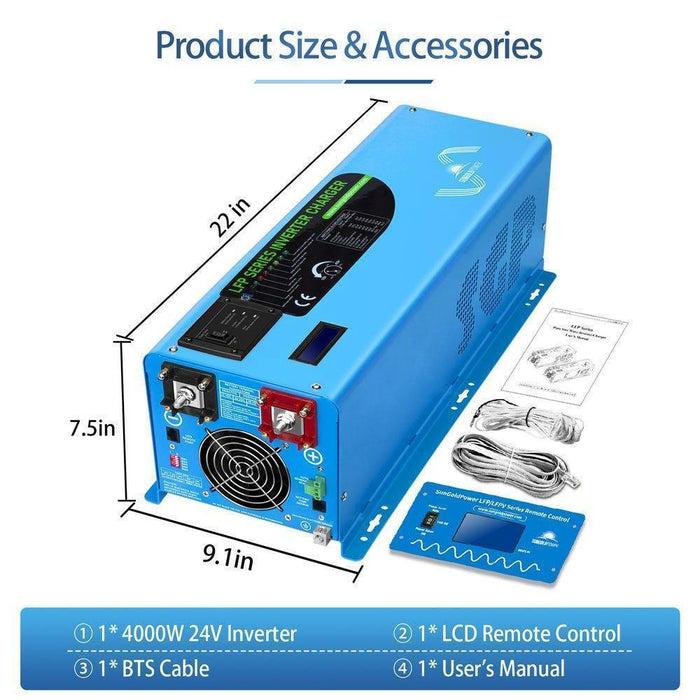 Green Vista Living Sungold Power 4000W DC 24V Pure Sine Wave Inverter With Charger - Features
