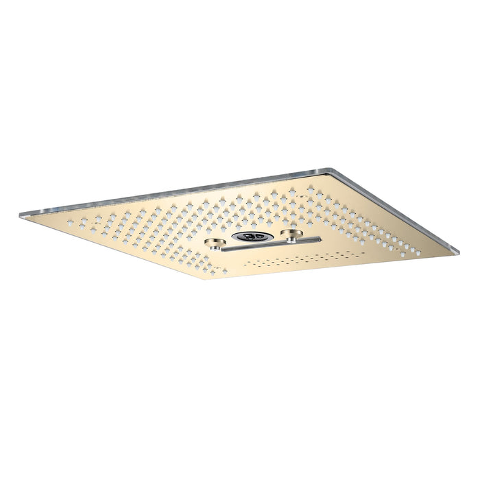 wonderland shower inc Flushed Mounted Brushed Gold 16'' x 16'' Shower Head: Featuring 64 LED Lights, Music... - Close-Up