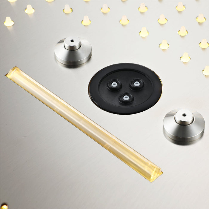 wonderland shower inc Flushed Mounted Brushed Nickel 16'' x 16'' Shower Head: Featuring 64 LED Lights... - Lifestyle View