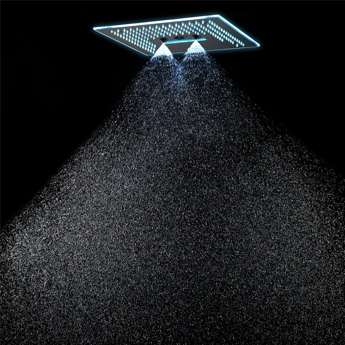 wonderland shower inc Flushed Mounted Matte Black 16'' x 16'' Shower Head: Featuring 64 LED Lights, Music... - View 9