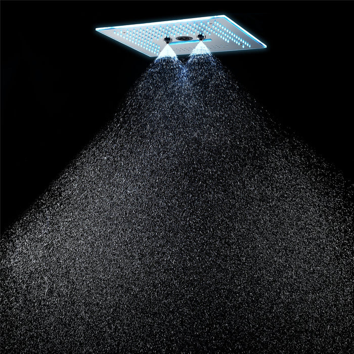 wonderland shower inc Flushed Mounted Brushed Nickel 16'' x 16'' Shower Head: Featuring 64 LED Lights, Music... - Features
