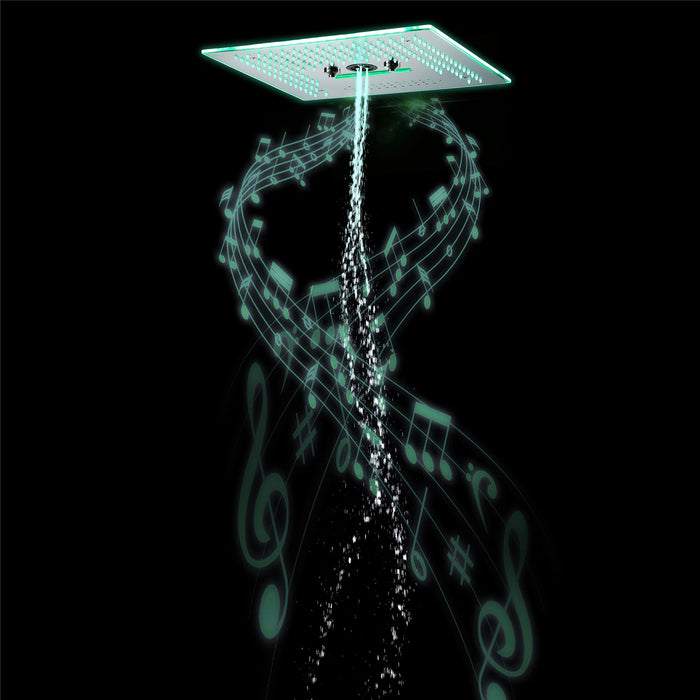 wonderland shower inc Flushed Mounted Brushed Nickel 16'' x 16'' Shower Head: Featuring 64 LED Lights, Music... - View 9