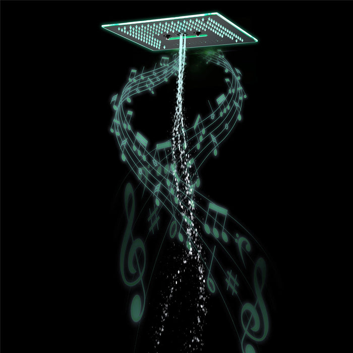 wonderland shower inc Flushed Mounted Matte Black 16'' x 16'' Shower Head: Featuring 64 LED Lights, Music... - Features