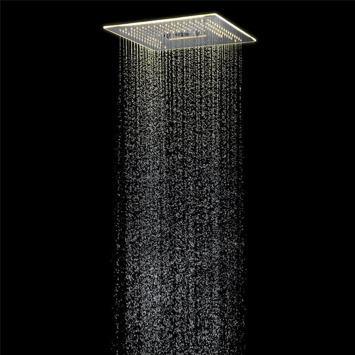 wonderland shower inc Flushed Mounted Matte Black 16'' x 16'' Shower Head: Featuring 64 LED Lights, Music... - Dimensions