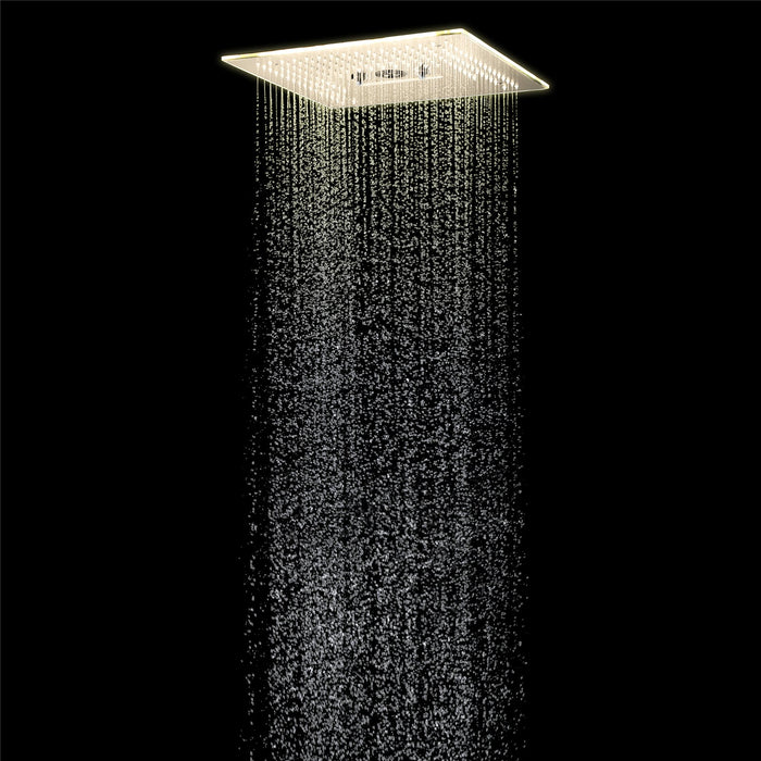 wonderland shower inc Flushed Mounted Brushed Gold 16'' x 16'' Shower Head: Featuring 64 LED Lights, Music... - View 10