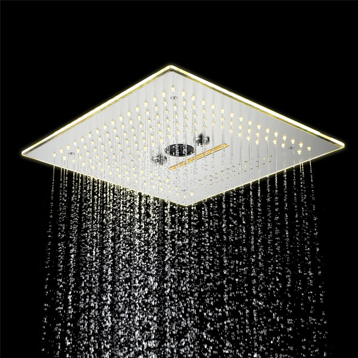 wonderland shower inc Flushed Mounted Brushed Nickel 16'' x 16'' Shower Head: Featuring 64 LED Lights, Music... - View 11