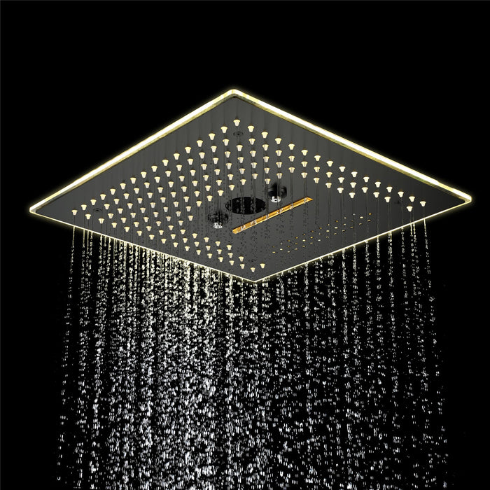 wonderland shower inc Flushed Mounted Matte Black 16'' x 16'' Shower Head: Featuring 64 LED Lights... - Lifestyle View