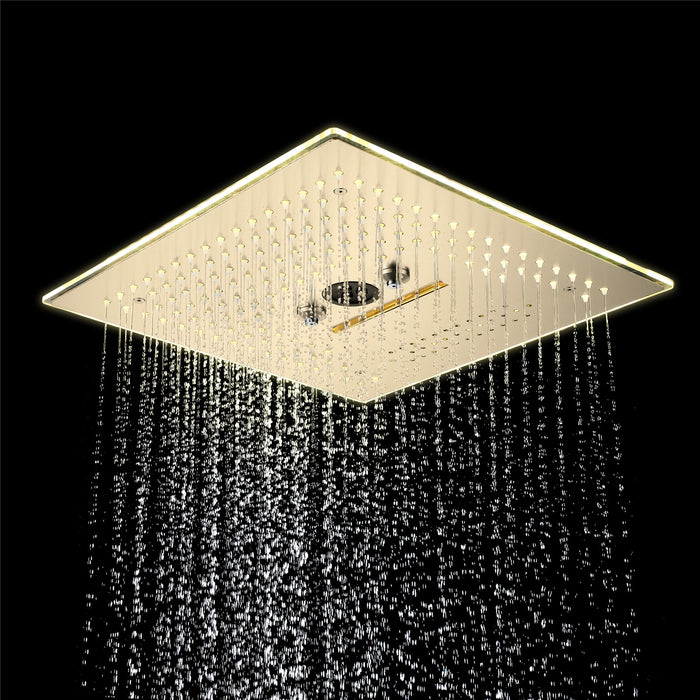 wonderland shower inc Flushed Mounted Brushed Gold 16'' x 16'' Shower Head: Featuring 64 LED Lights, Music... - View 11